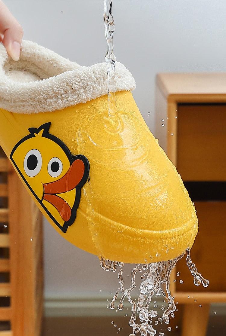 Women's Waterproof Platform Slippers with Memory Foam & Fur Lining