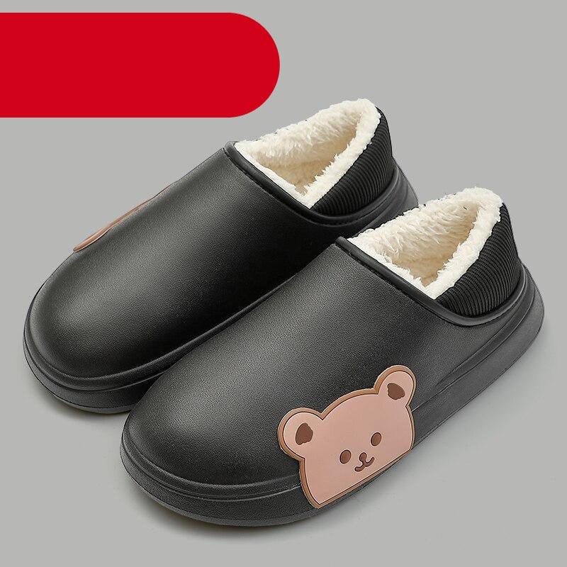 Women's Waterproof Platform Slippers with Memory Foam & Fur Lining