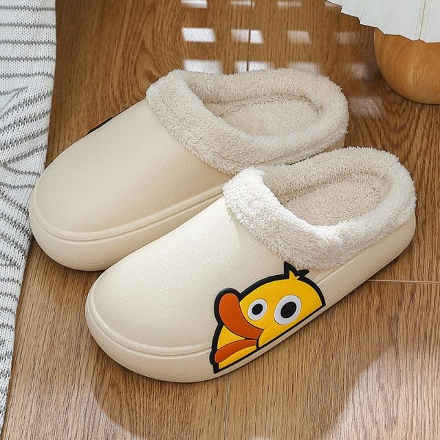 Women's Waterproof Platform Slippers with Memory Foam & Fur Lining