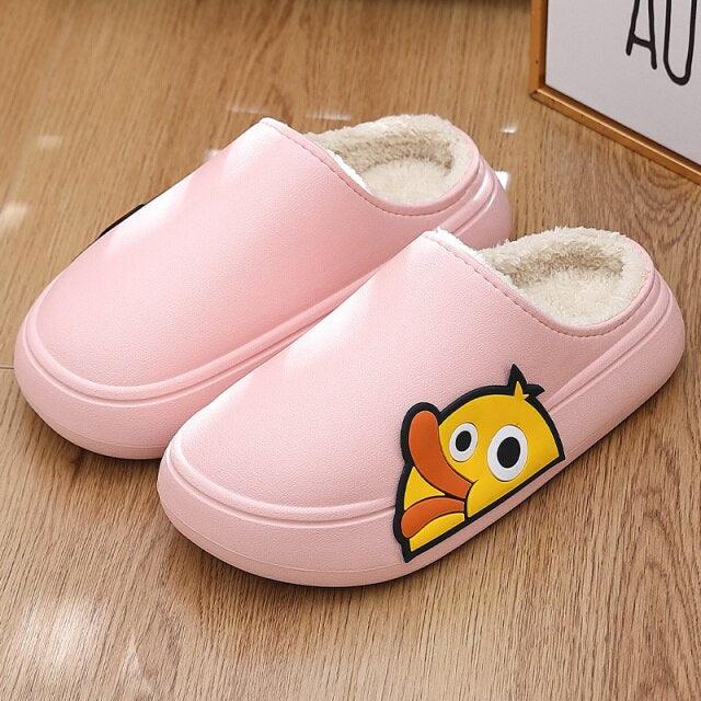 Women's Waterproof Platform Slippers with Memory Foam & Fur Lining