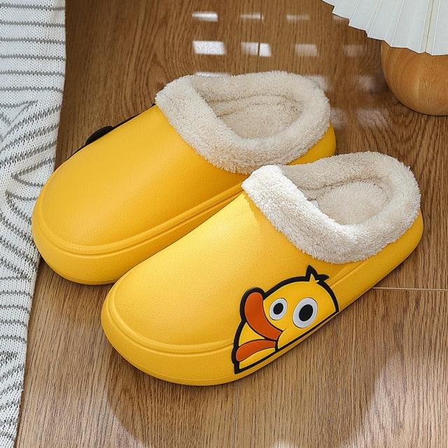 Women's Waterproof Platform Slippers with Memory Foam & Fur Lining
