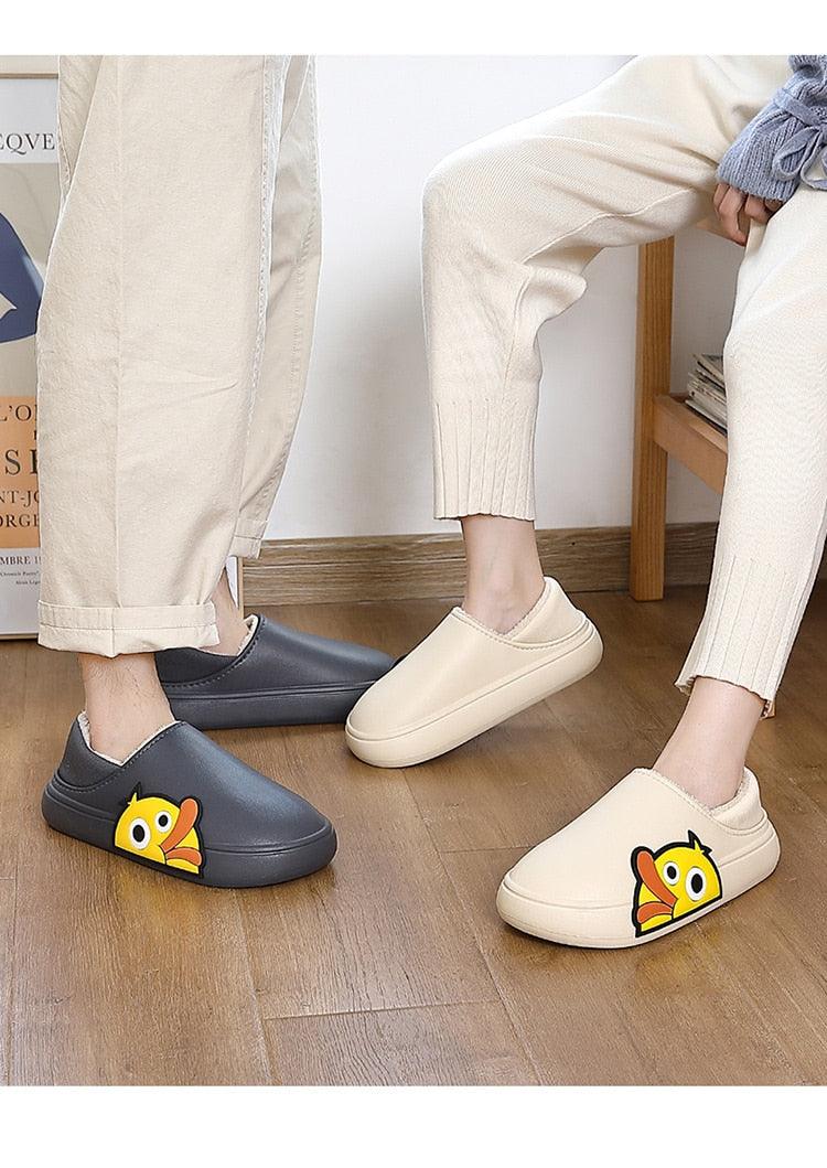 Women's Waterproof Platform Slippers with Memory Foam & Fur Lining