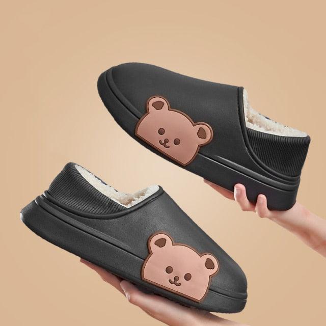 Women's Waterproof Platform Slippers with Memory Foam & Fur Lining