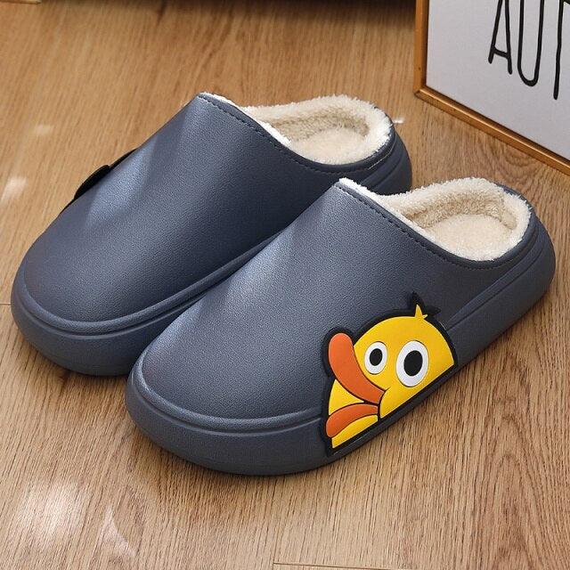Women's Waterproof Platform Slippers with Memory Foam & Fur Lining