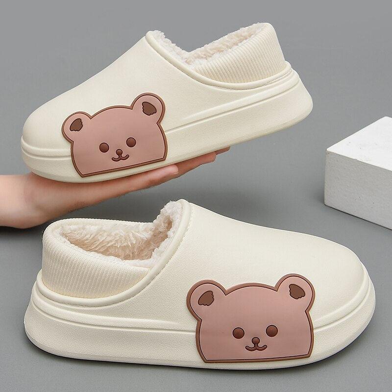 Women's Waterproof Platform Slippers with Memory Foam & Fur Lining