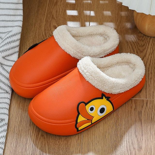 Women's Waterproof Platform Slippers with Memory Foam & Fur Lining