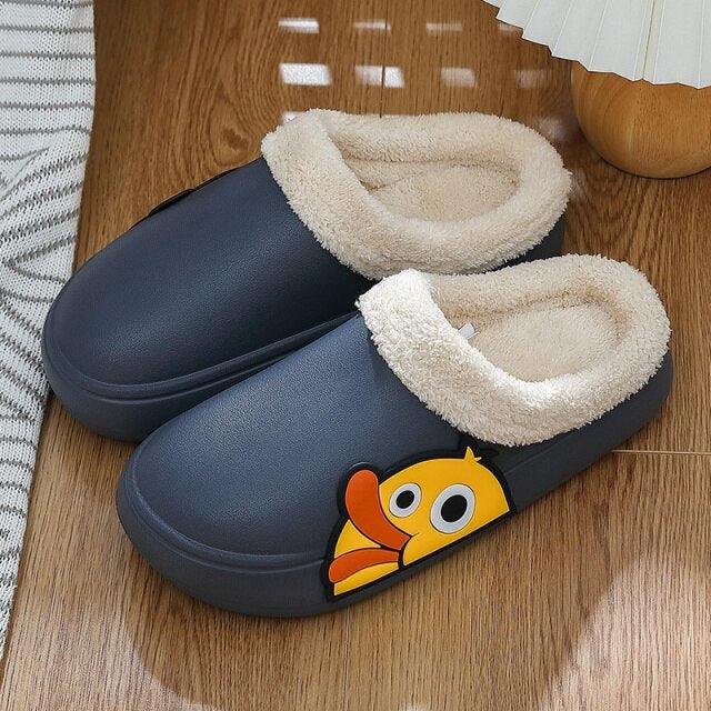 Women's Waterproof Platform Slippers with Memory Foam & Fur Lining