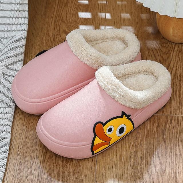 Women's Waterproof Platform Slippers with Memory Foam & Fur Lining