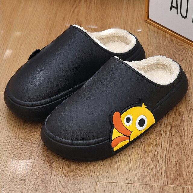 Women's Waterproof Platform Slippers with Memory Foam & Fur Lining