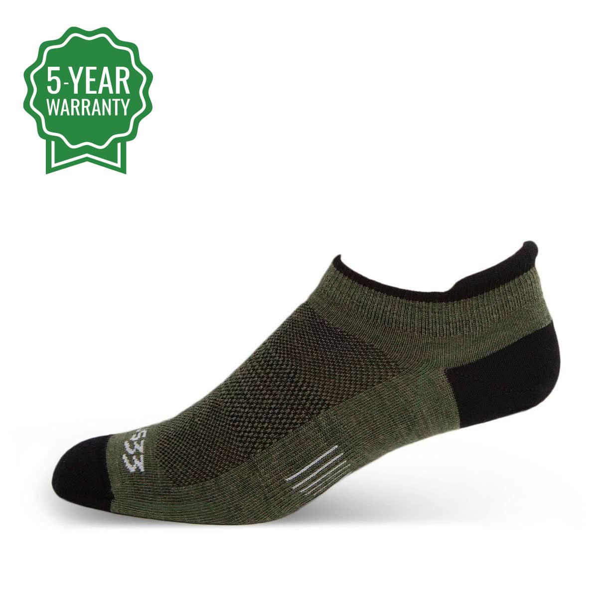 Mountain Heritage no-show tab merino wool running socks with achilles protection