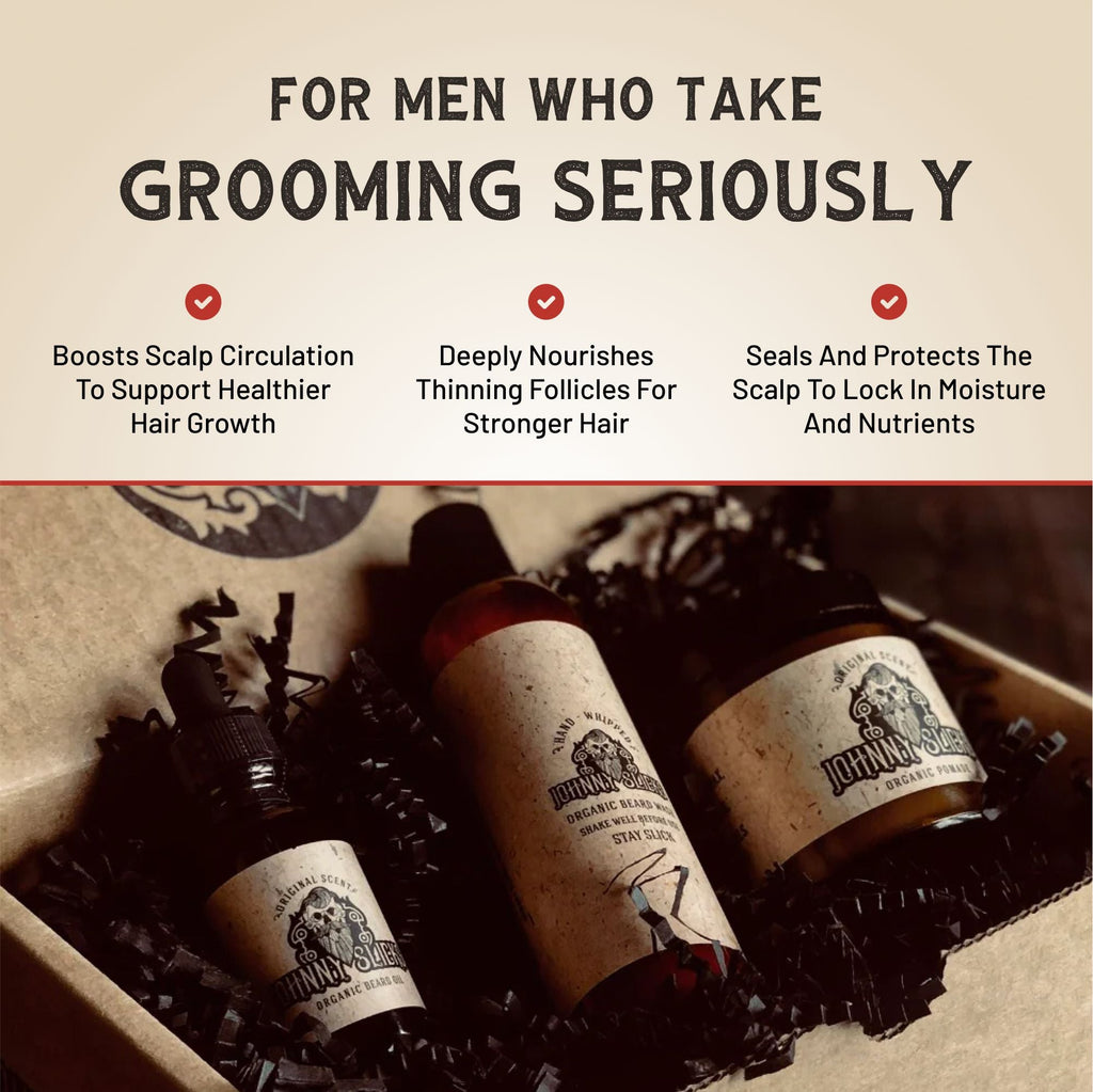 Organic Thinning Hair Kit with Beard Wash Pomade and Beard Oil - Image 7