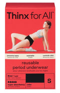 Thinx For All Super Absorbency Cotton Brief in black, side and front view