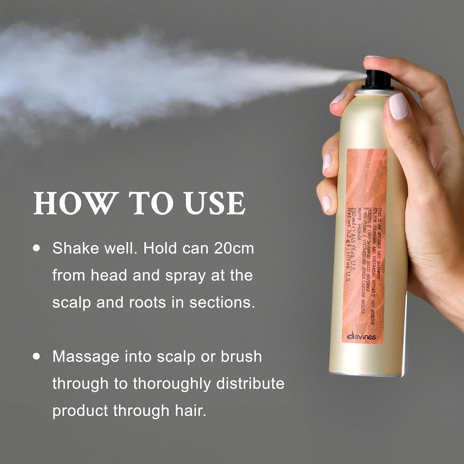Invisible Dry Shampoo Spray for Fresh Voluminous Hair 250 mL