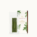 Thymes Frasier Fir car diffuser refill packaging in green, white, and wood-grain tones.