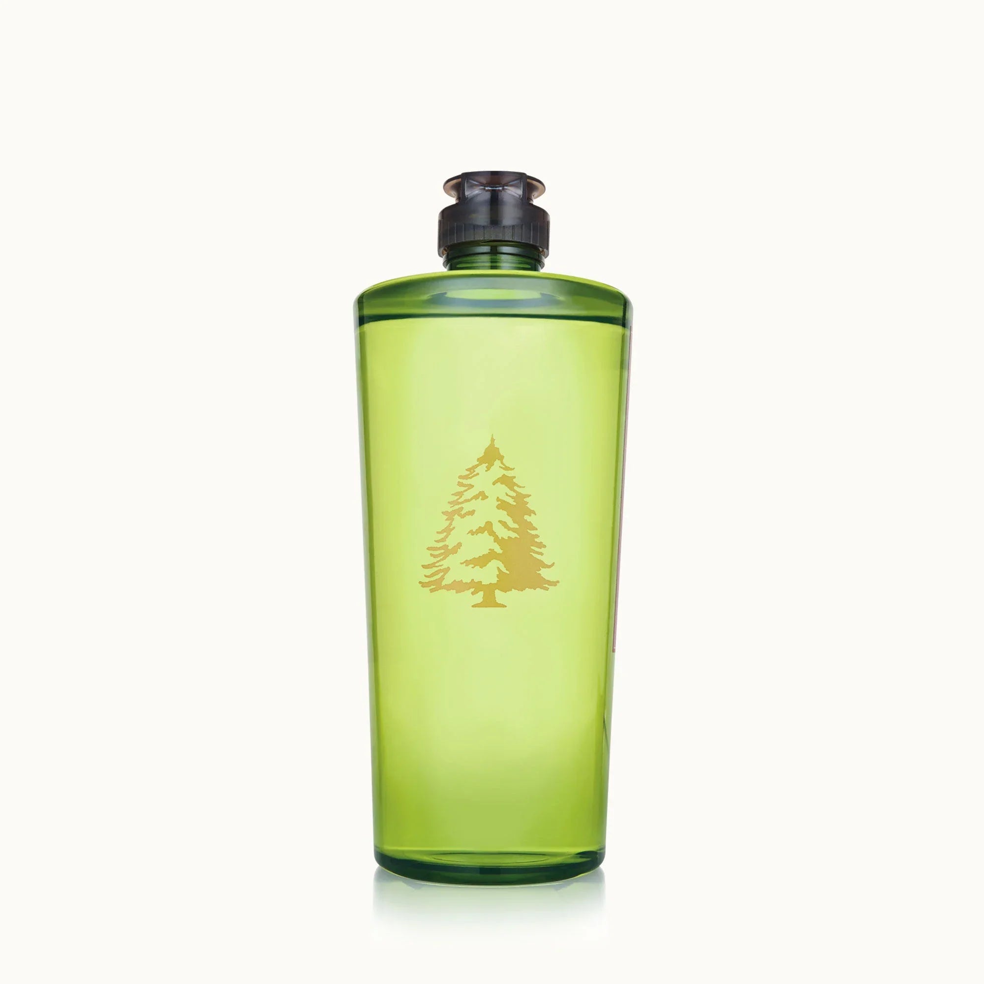 A translucent green 16 FL OZ bottle of Thymes Frasier Fir Dishwashing Liquid with a metallic gold pine tree icon.