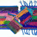 Tibet Jewels Coasters and Trivets Weaving Kit featuring colorful silk ribbon yarn