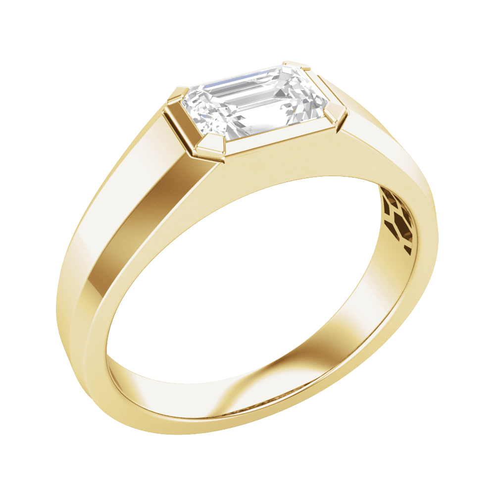 Étienne 14K yellow gold ring with a 1-carat emerald-cut lab-grown diamond in a bezel setting