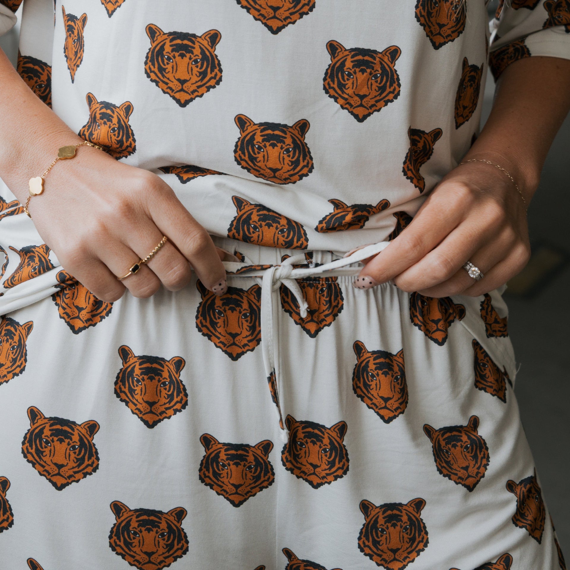 Women's Bamboo Tiger Print Short Set Oversized Loungewear