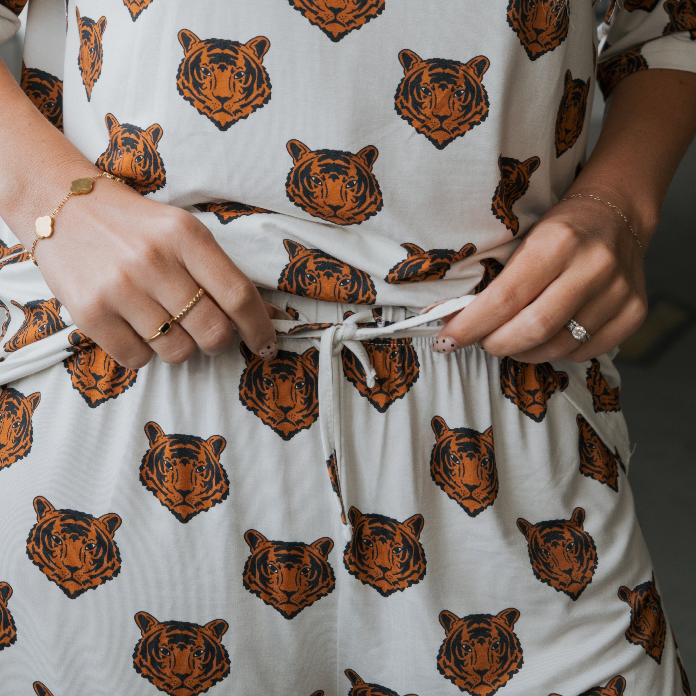 Women's Bamboo Tiger Print Short Set Oversized Loungewear