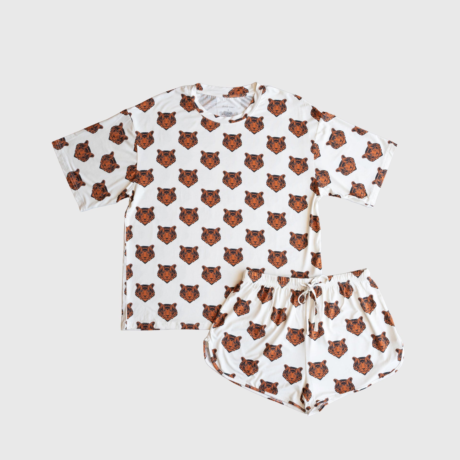 Women's Bamboo Tiger Print Short Set Oversized Loungewear