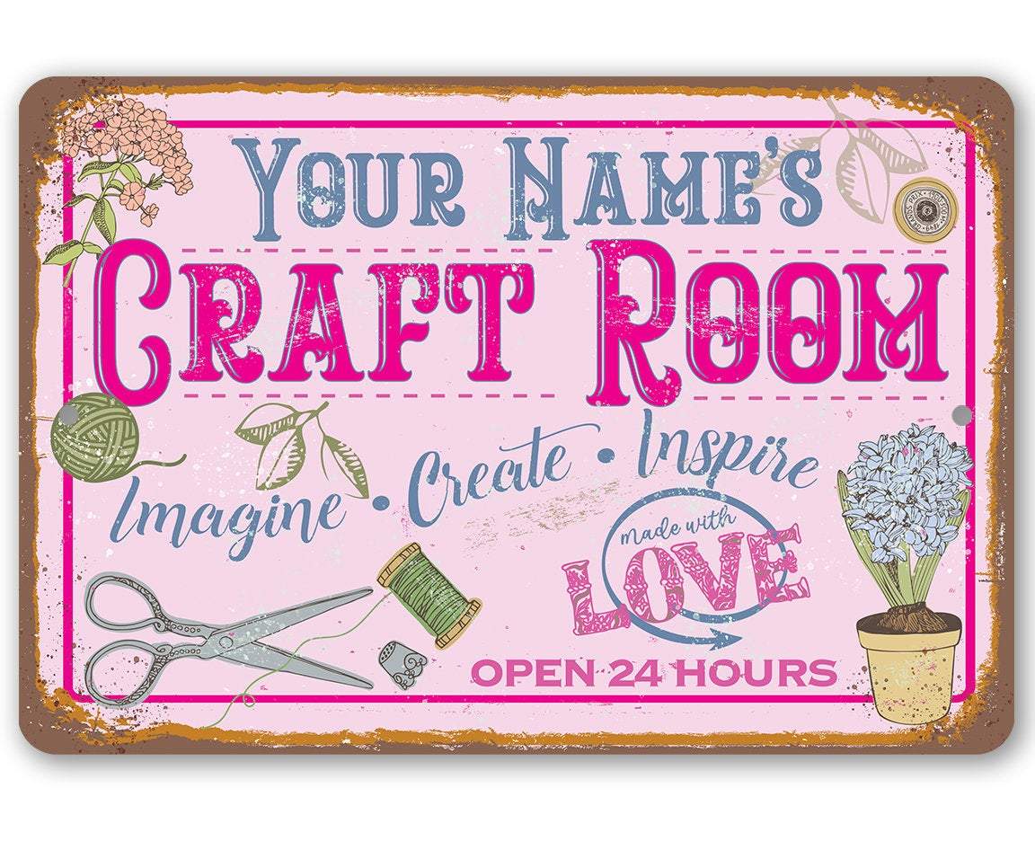 Personalized - Craft Room Imagine Create Inspire - Metal Sign