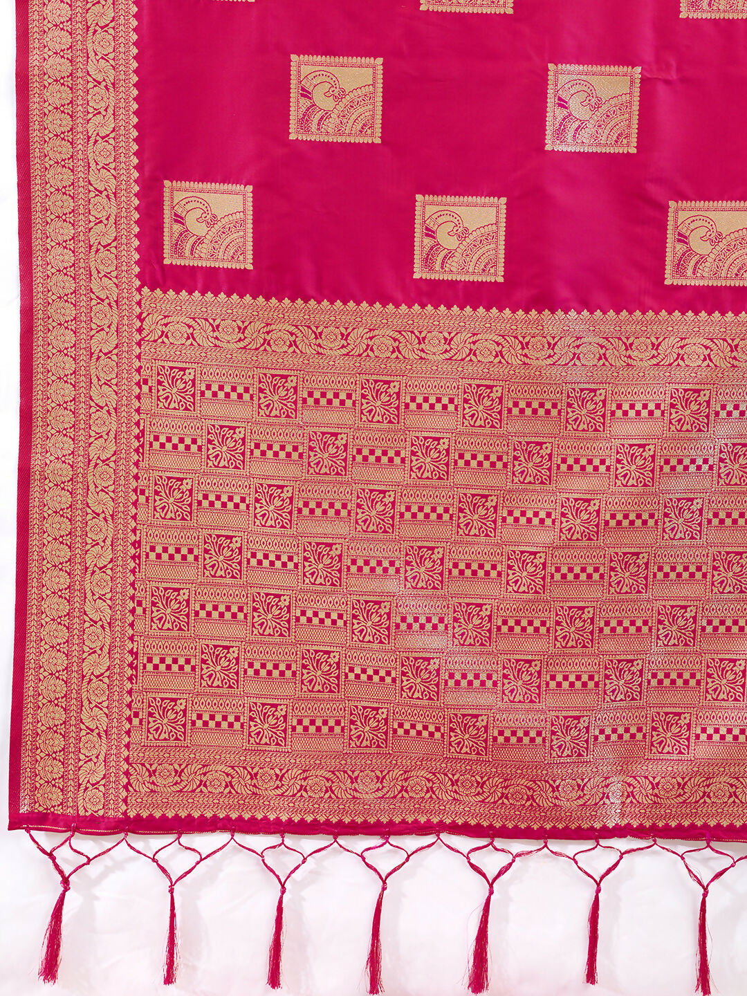 Magenta Silk Blend Saree with Coordinating Blouse Piece