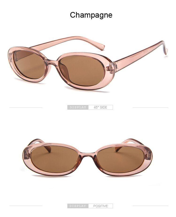 90s Retro Polarized Oval Sunglasses for Women Small Frame
