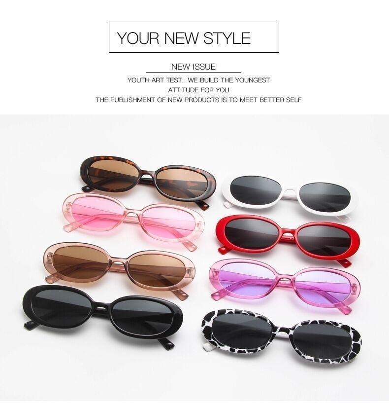 90s Retro Polarized Oval Sunglasses for Women Small Frame