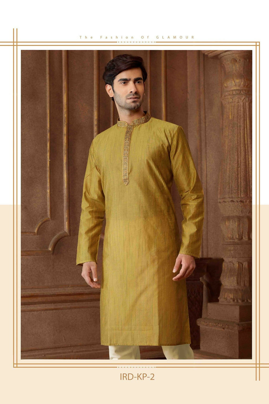 Mehndi Green Art Silk Blend Striped Kurta Pyjama for Boys