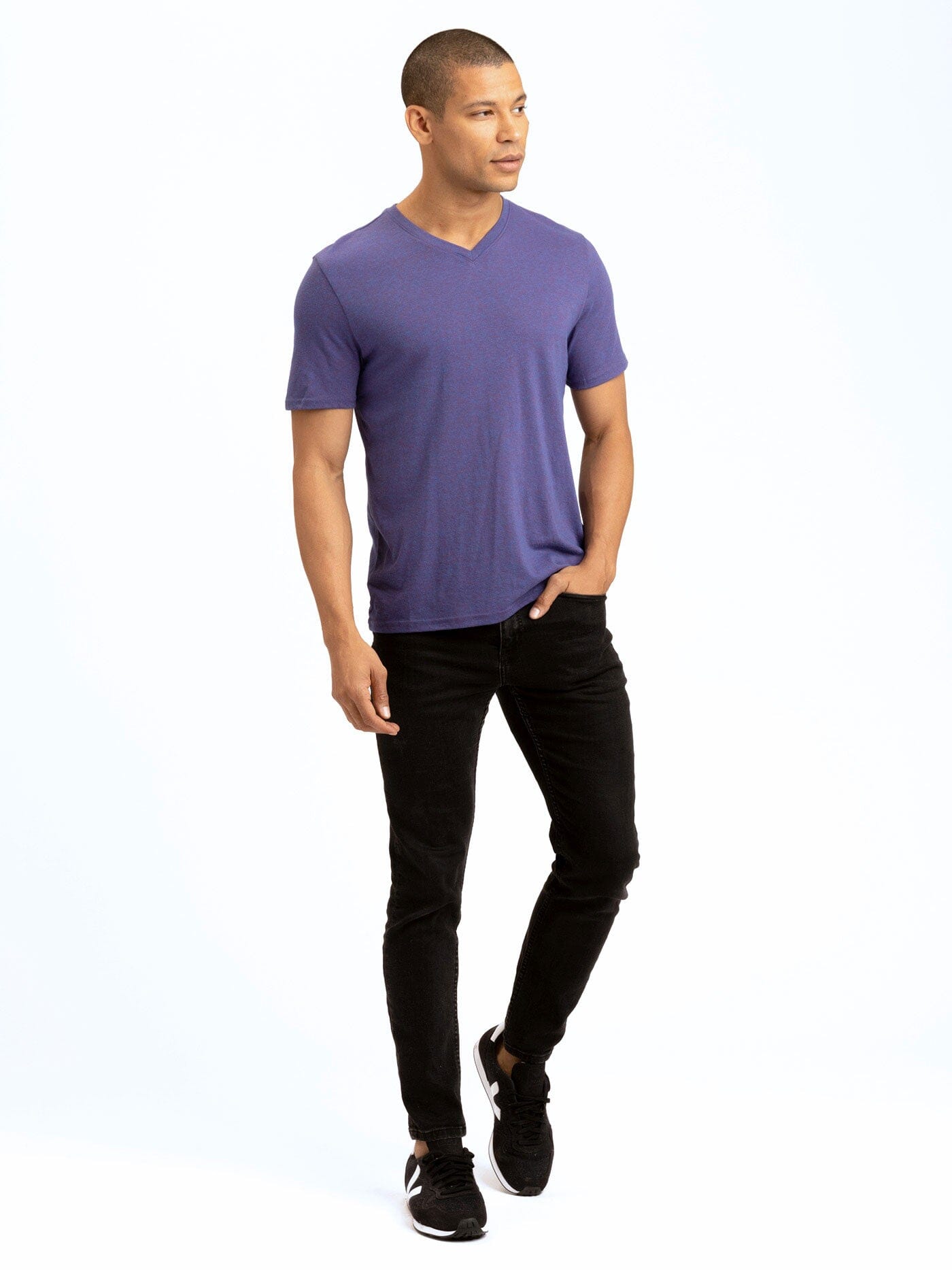 Men's Core Triblend Jersey V-Neck Tee in Purple