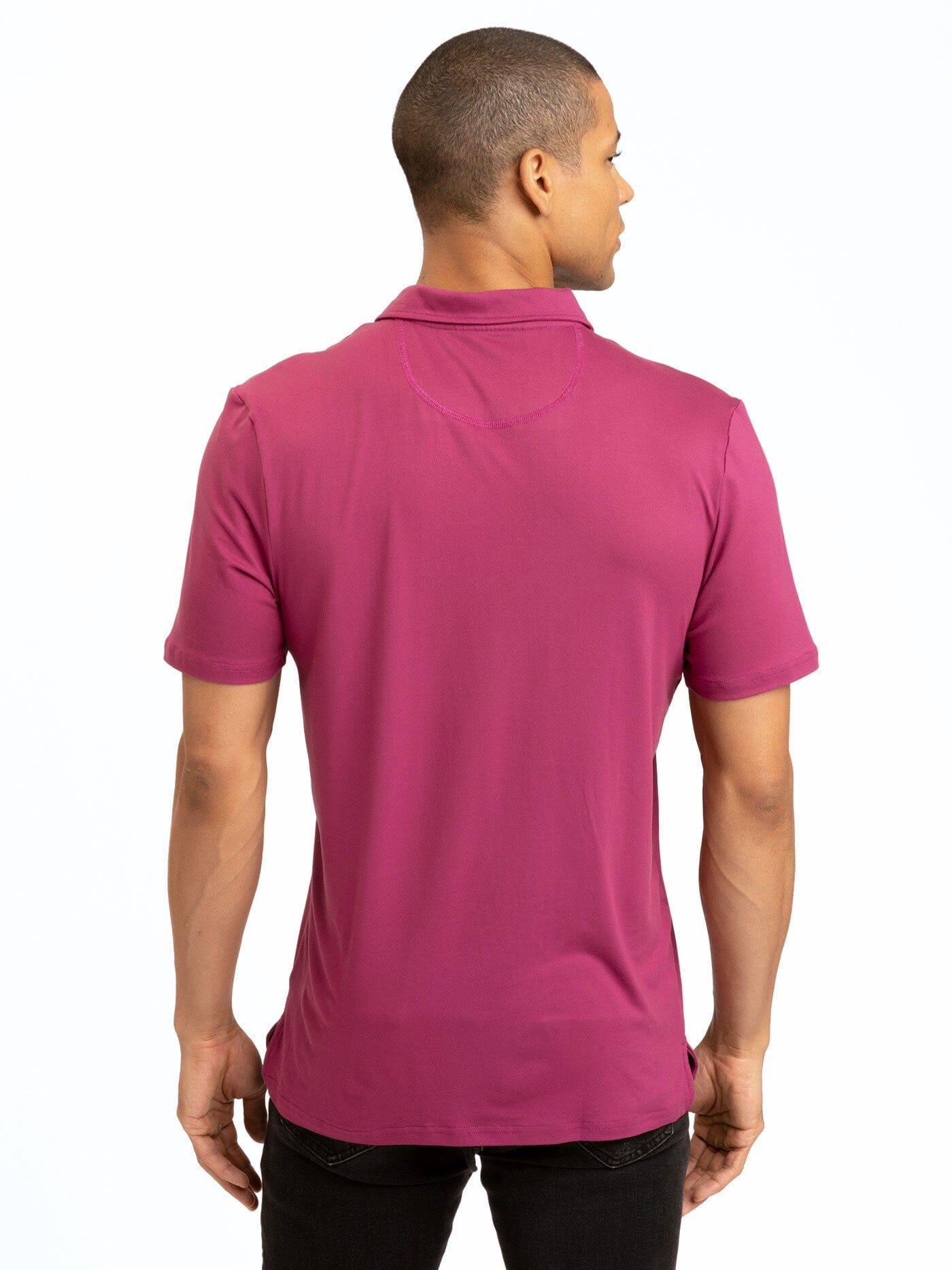 Henrique Luxe Jersey Polo in Magenta and Berry