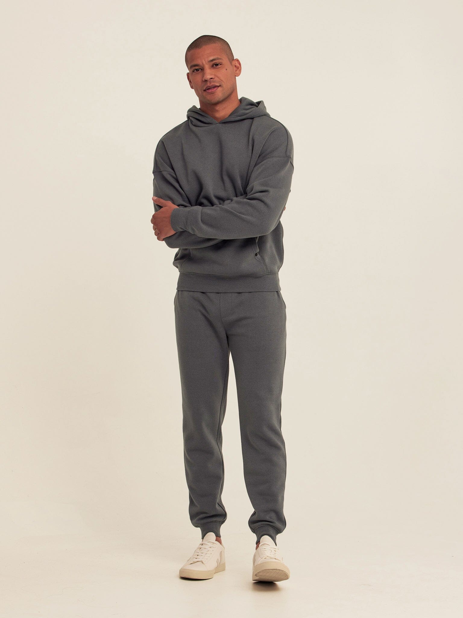 Men's Core Triblend Fleece Joggers in Charcoal Grey - Tapered Fit