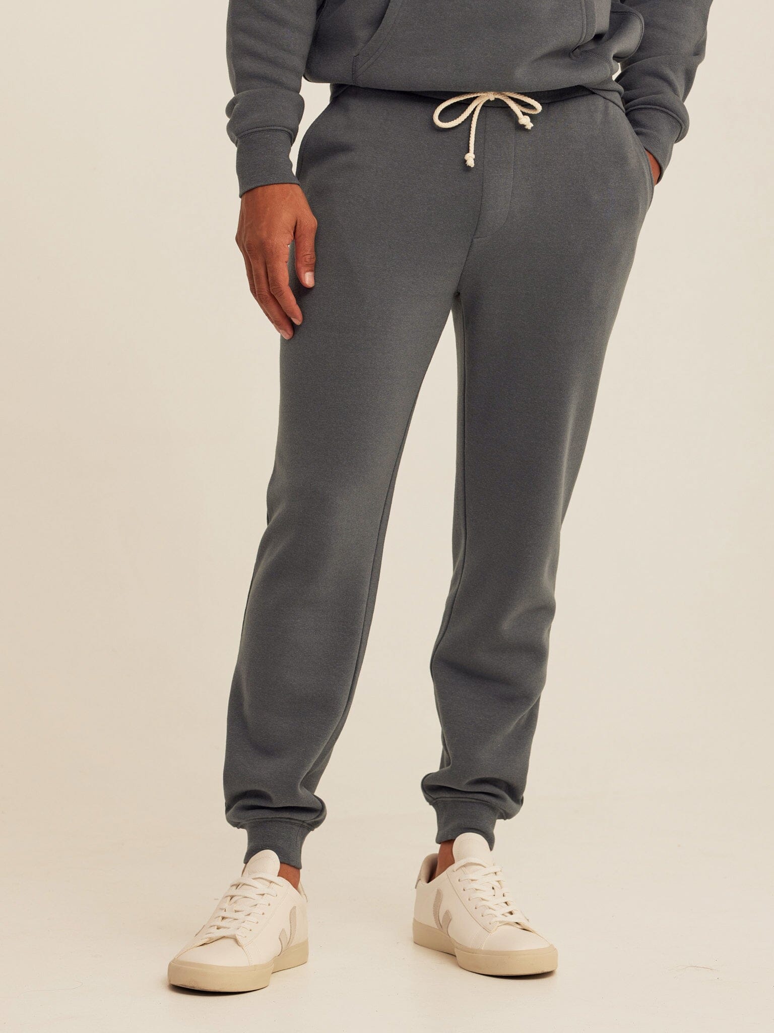 Men's Core Triblend Fleece Joggers in Charcoal Grey - Tapered Fit