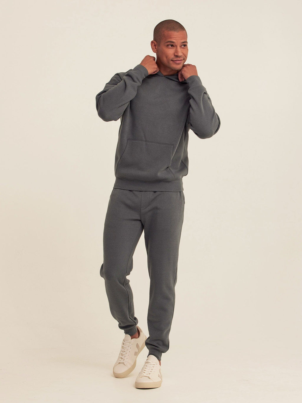 Men's Core Triblend Fleece Joggers in Charcoal Grey - Tapered Fit