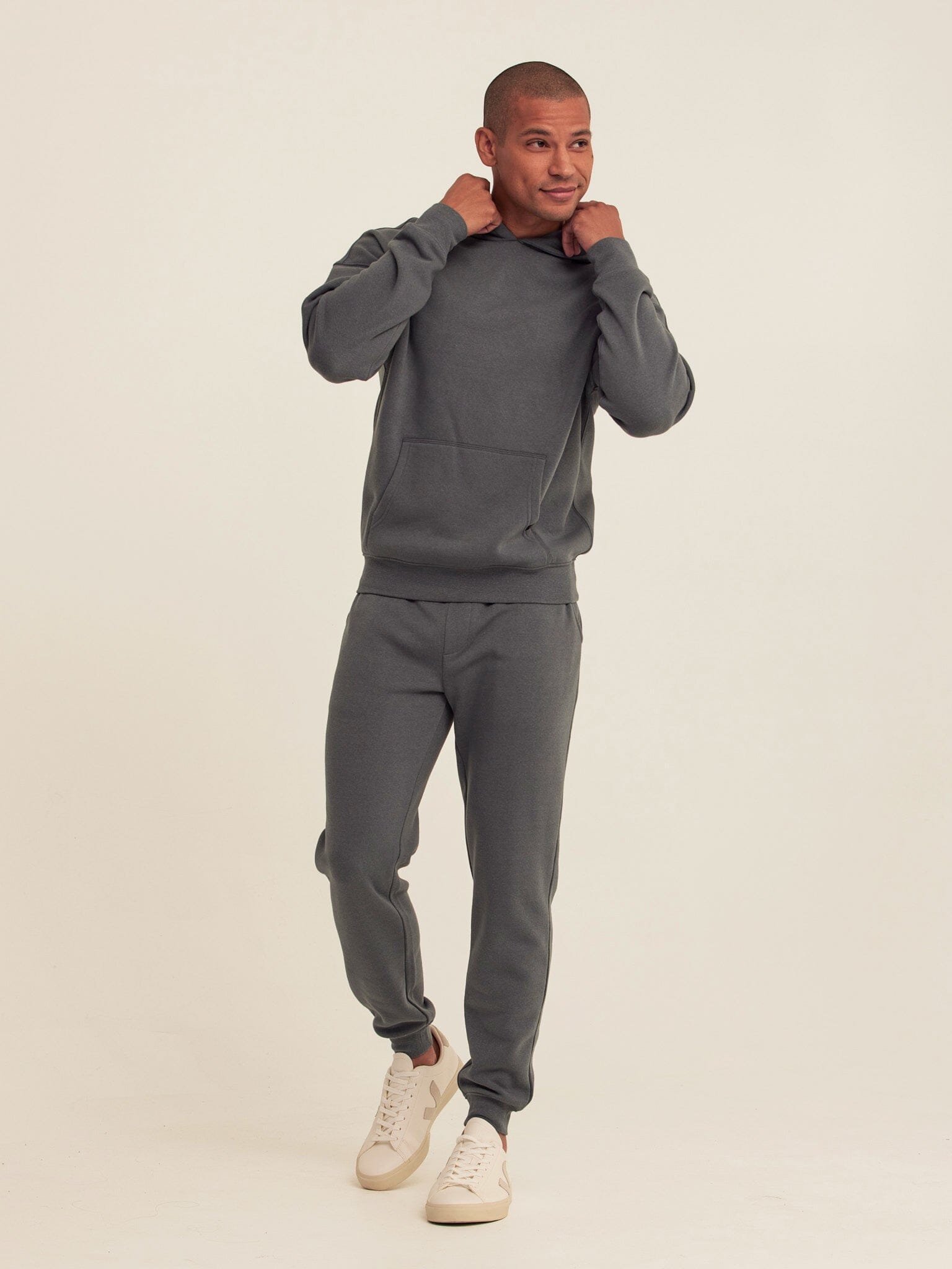 Men's Core Triblend Fleece Joggers in Charcoal Grey - Tapered Fit