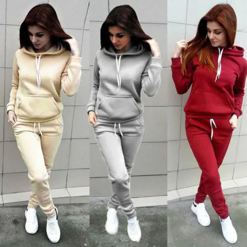 Womens Casual Grey Hooded Sweatshirt and Matching Jogger Set - Image 26