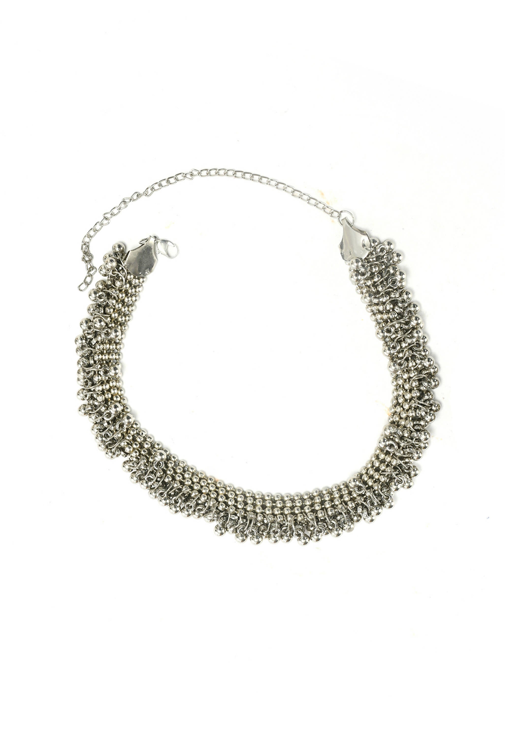 Silver-Plated Brass Ghungroo Work Choker Necklace for Women