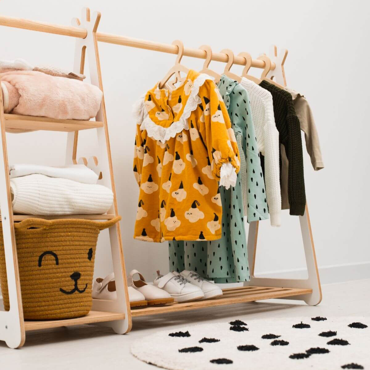 10-Pack Kids Wooden Hangers for Toddler Clothes