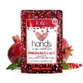 ToGoSpa collagen gel hand mask packaging featuring pomegranate and aloe extracts in red and white.