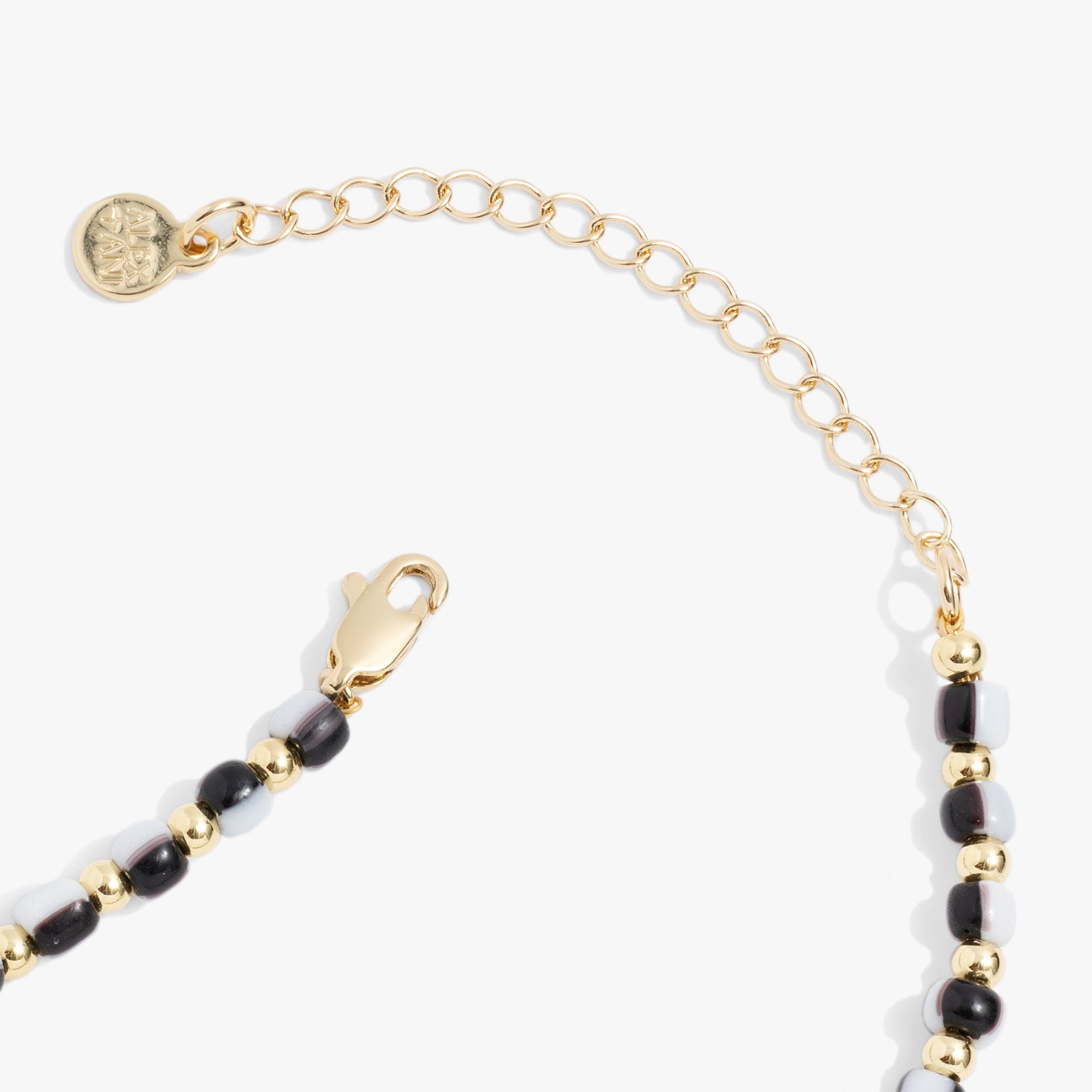 Toile Beaded Palm Pendant Necklace in Black and White Glass