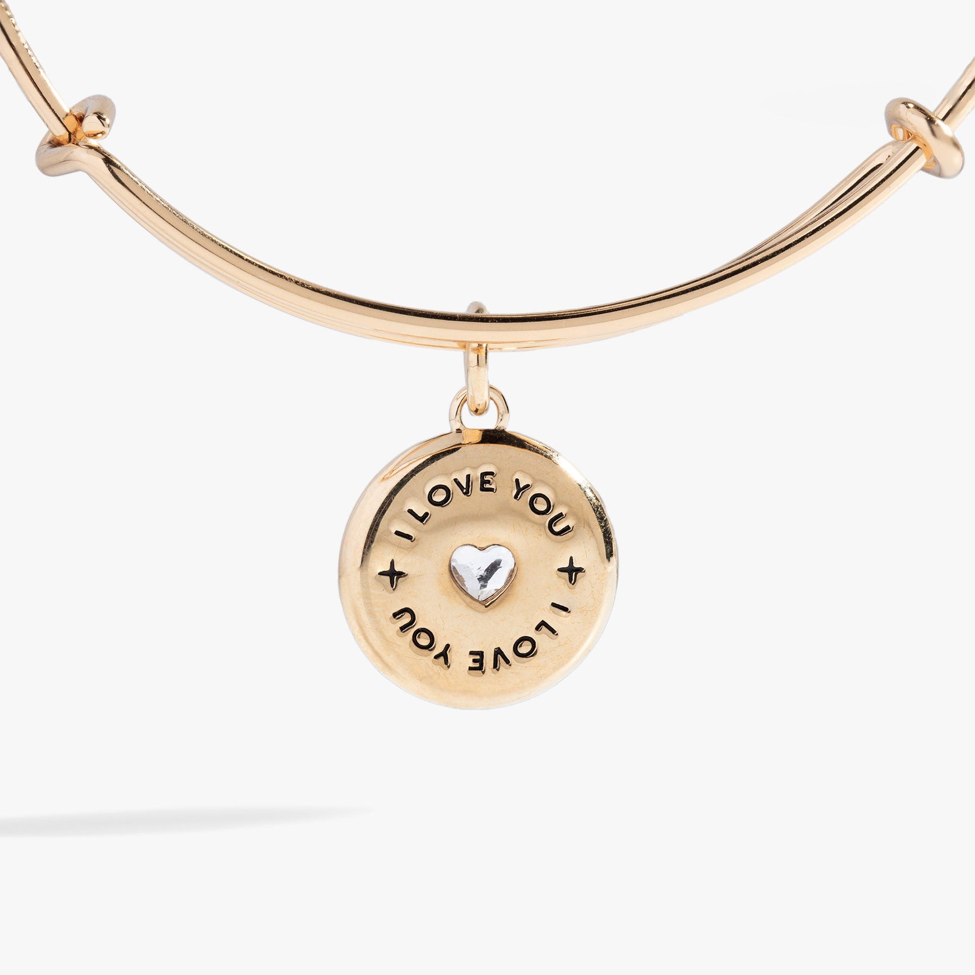 Token of Love Expandable Charm Bangle with Crystal Heart