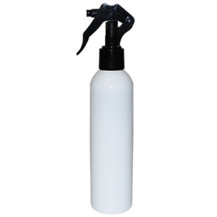 White Tolco 8 oz Bullet Bottle with micro-mist trigger sprayer for salon use