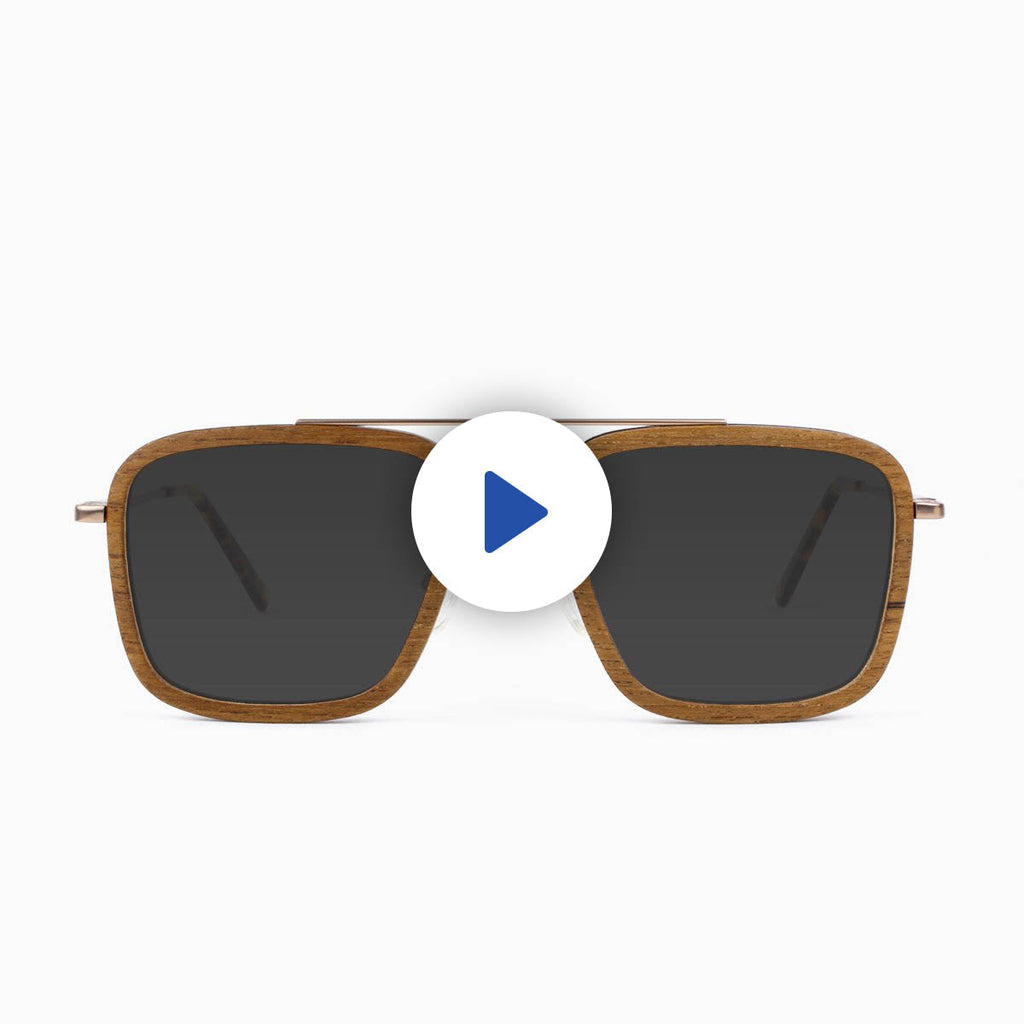 Captiva Angular Aviator Sunglasses with Wood Rim Accents