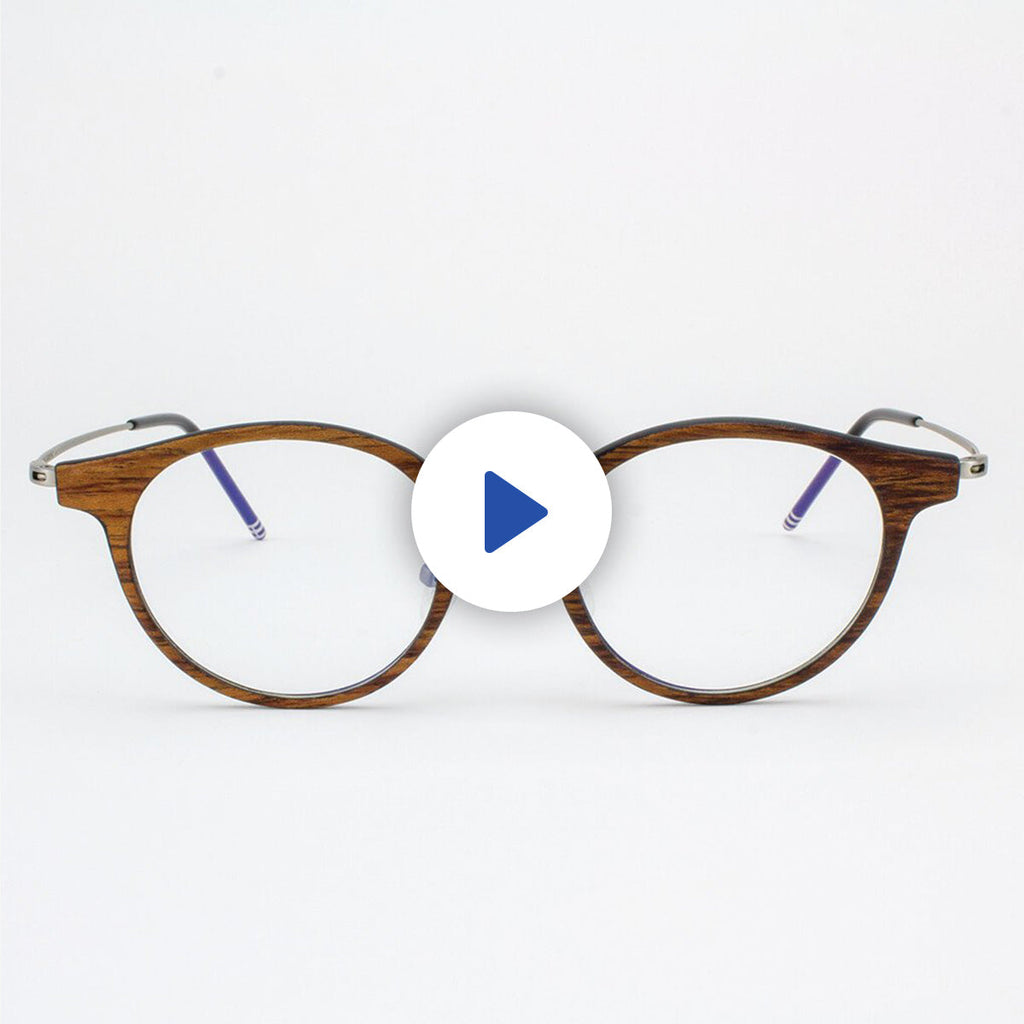 Marion Featherlight Titanium & Wood Eyeglasses - Brown and Silver