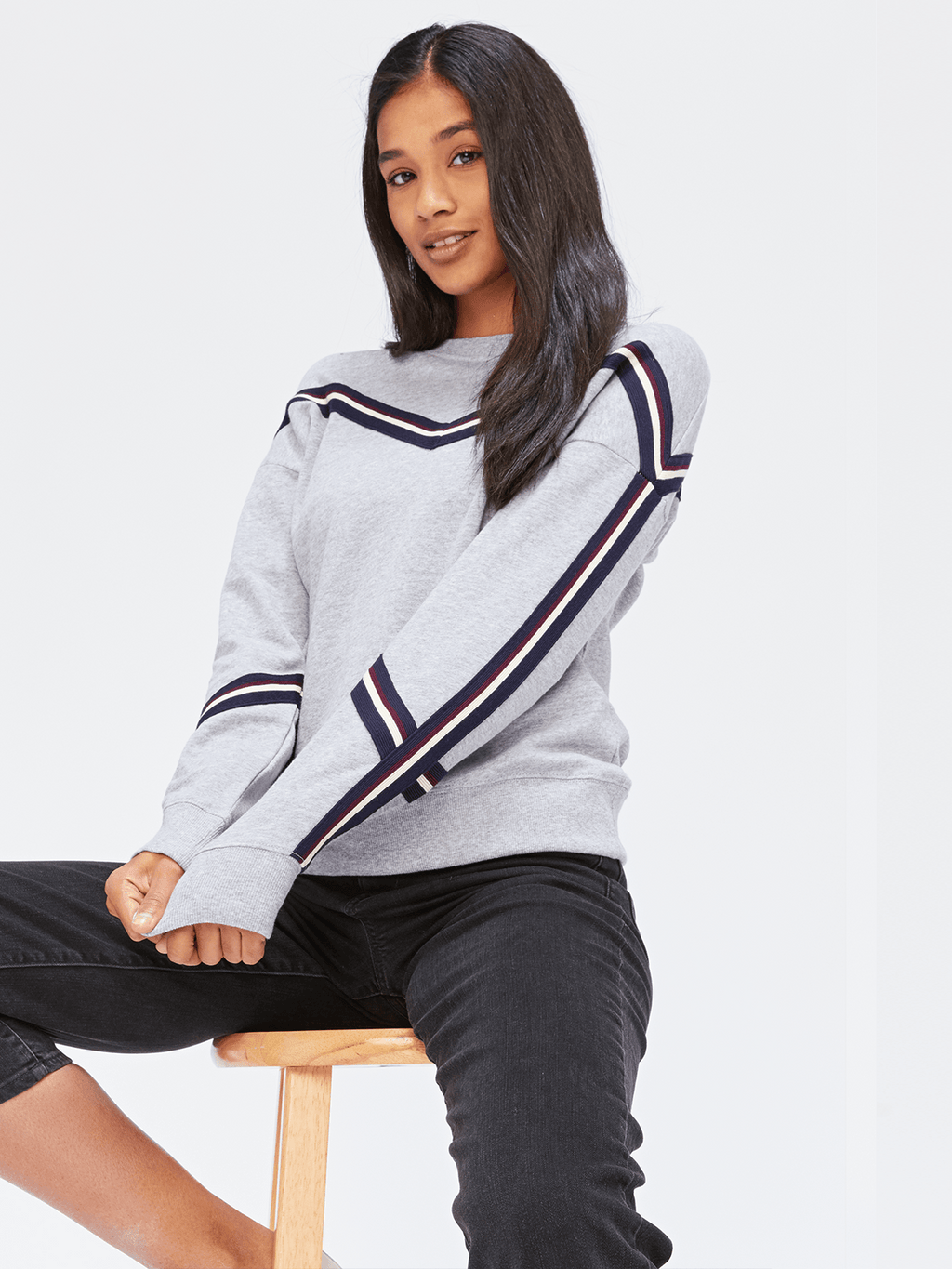 Toni Pullover with Stripe Trim - Cozy Casual Knit Sweater
