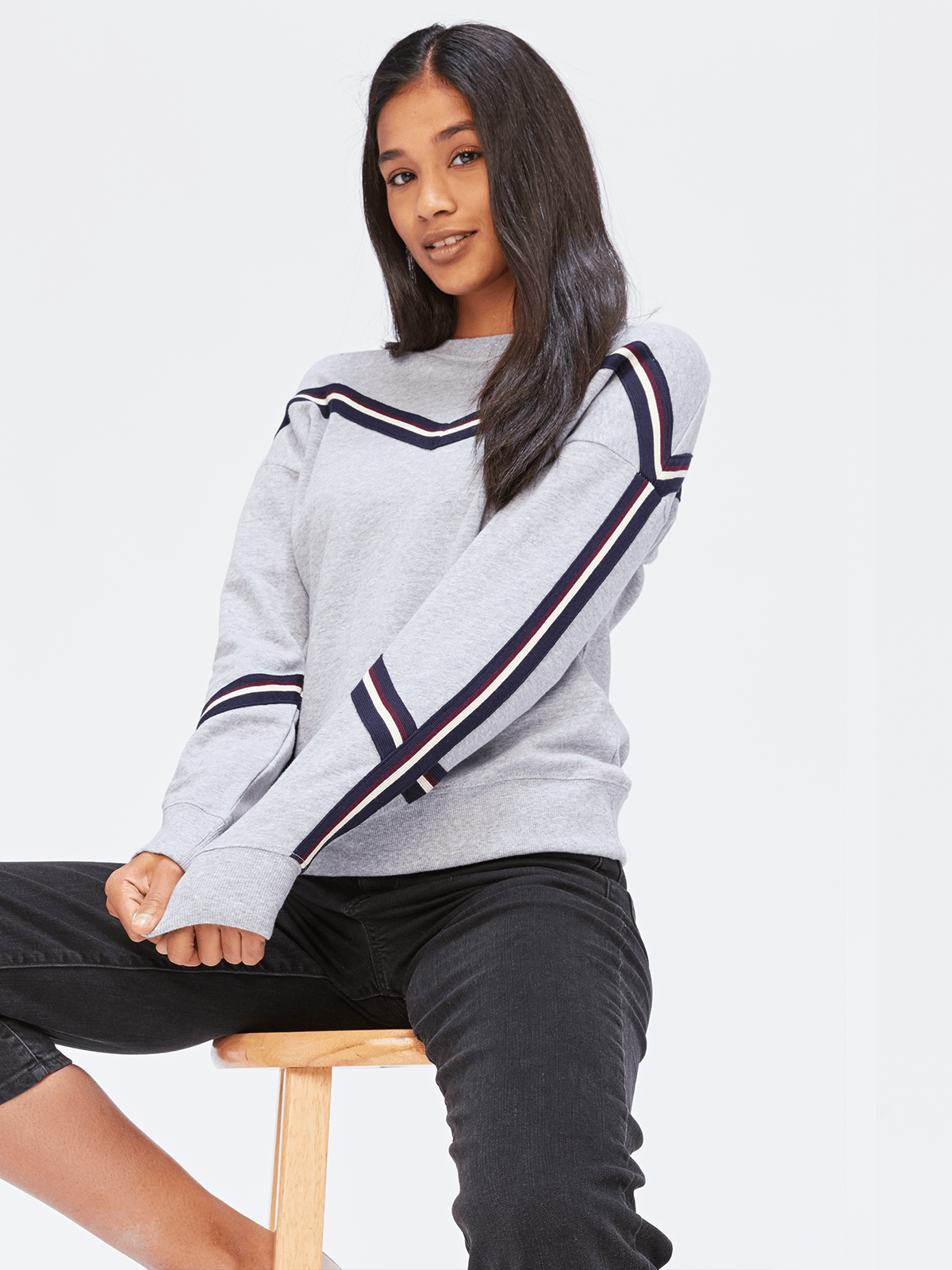 Toni Pullover with Stripe Trim - Cozy Casual Knit Sweater