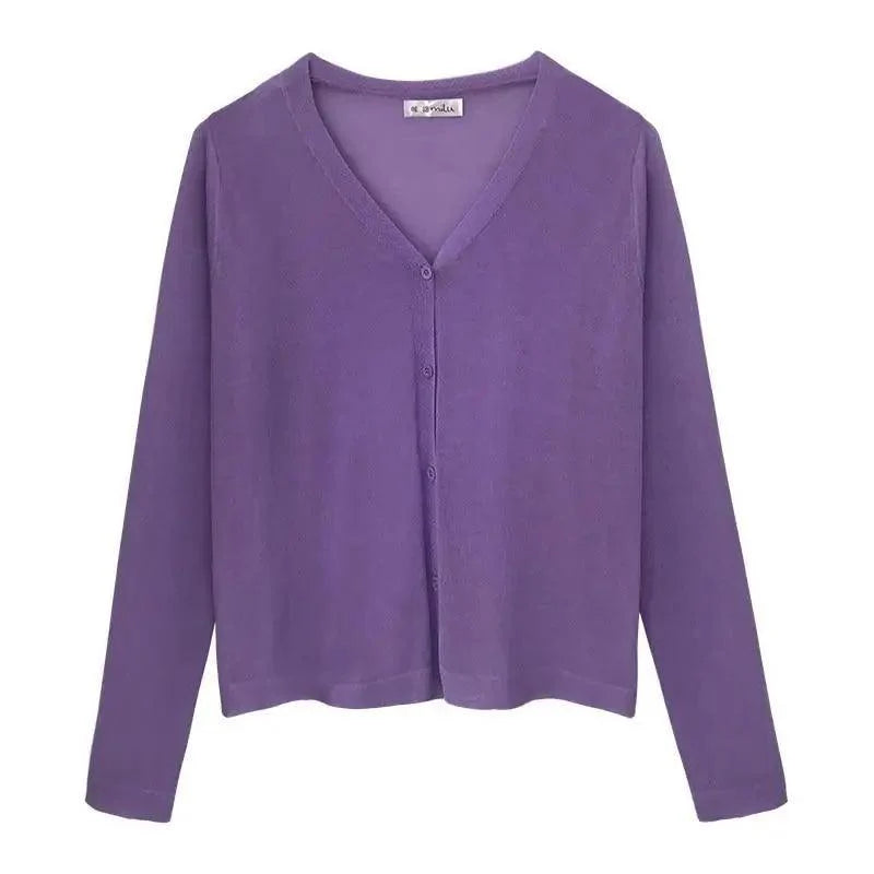 Cardigan For Women Long Sleeve Cardigan Summer Cropped Cardigan Knitted V neck Thin Ice Silk Sweaters Sunscreen Shirt Tops