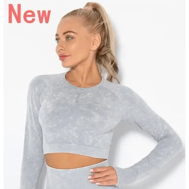 Seamless Scoop Neck Cropped Sports Bra - Fitted Athletic Gym Top