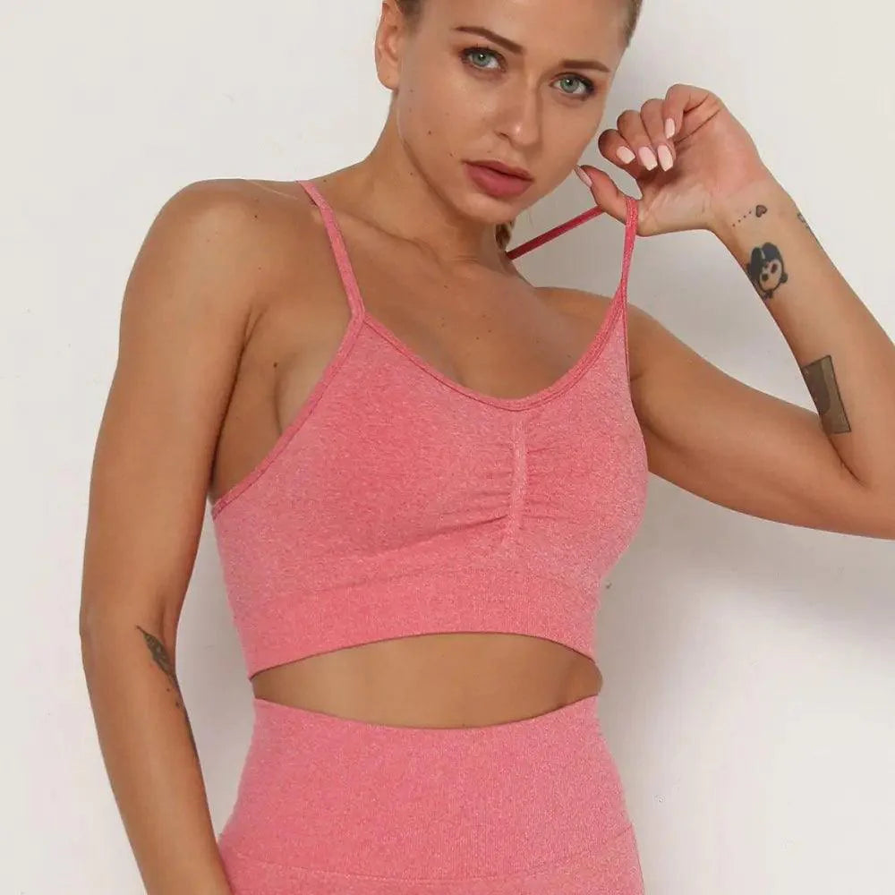 Seamless Scoop Neck Cropped Sports Bra - Fitted Athletic Gym Top