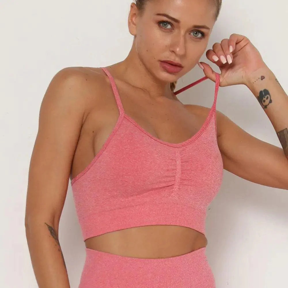 Seamless Scoop Neck Cropped Sports Bra - Fitted Athletic Gym Top